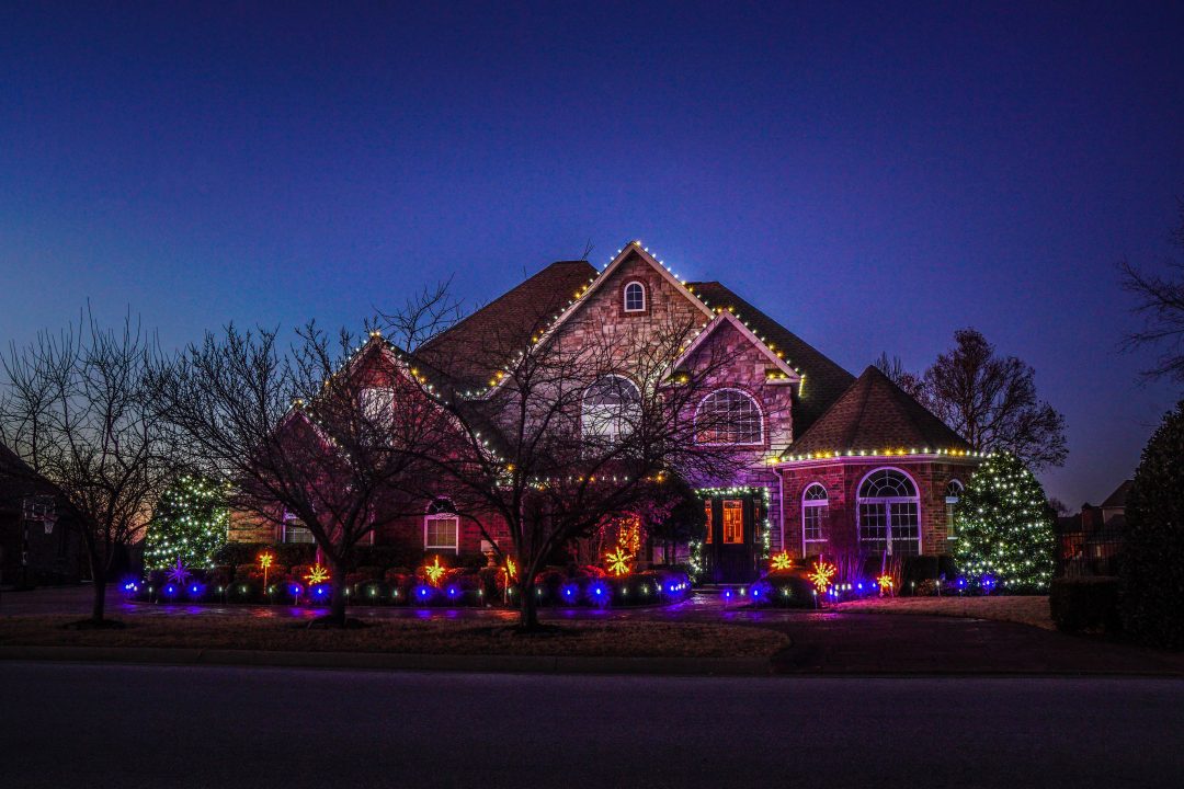 residential Christmas lights on house